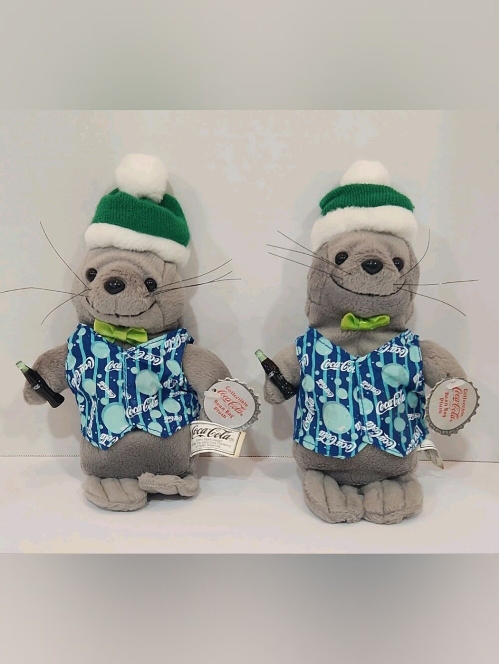 Coca Cola Gray Plush Seal Collectible, Lot Of 2